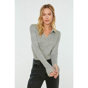 Trendyol Gray Sleeve End Detailed Polo Neck Knitwear Sweater