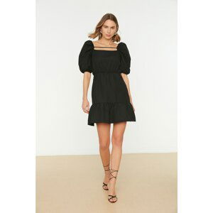 Trendyol Black Balloon Sleeve Collar Detailed Dress