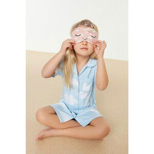 Trendyol Blue Printed Girl Knitted Nightgown