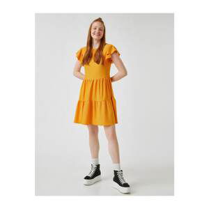 Koton Crew Neck Frilly Short Sleeve Dress