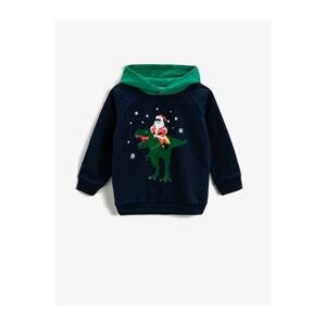 Koton Christmas Themed Printed Hoodie Sweatshirt Long Sleeve