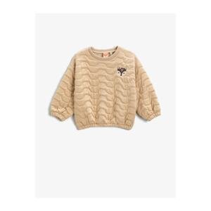 Koton Animal Embroidered Sweatshirt with Elastic Waist