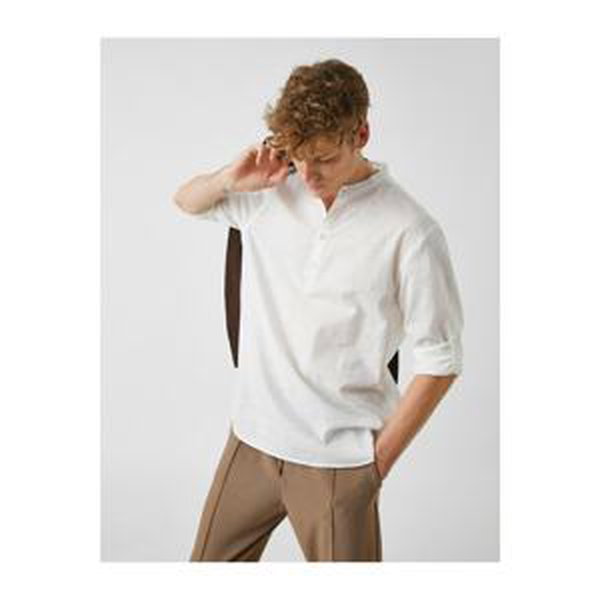 Koton Folding Sleeved Judge Collar Shirt