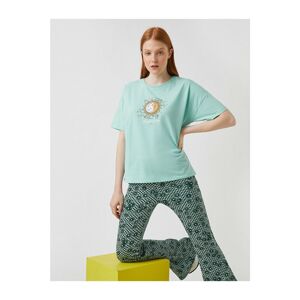 Koton T-Shirt - Turquoise - Regular fit