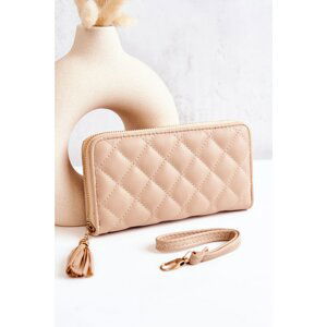 Large Fringed Quilted Wallet Beige Selley