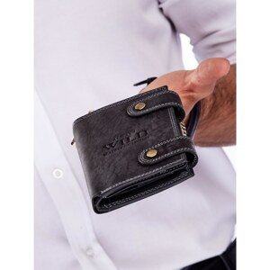 Men's black leather wallet with a handle