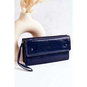 Large leather zippered wallet dark blue Loreaine