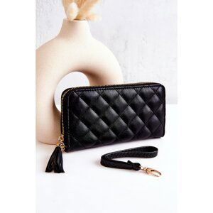 Large quilted wallet with fringe Black Selley