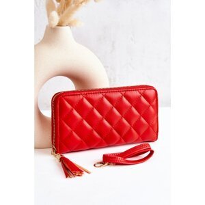 Large quilted wallet with fringe red Selley