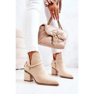 Suede Cowboy Boots With Stripes Beige Inessa