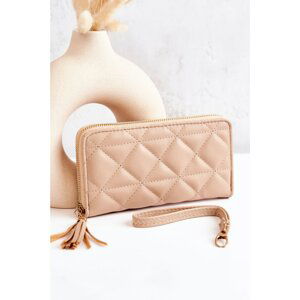 Large quilted wallet with stripe beige Jeffrey