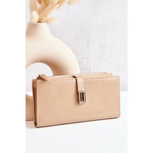Large Leather Wallet With Magnet Beige Nereva