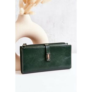Large Leather Wallet With Magnet Green Nereva