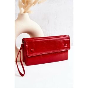 Large Leather Wallet On Zipper Red Loreaine