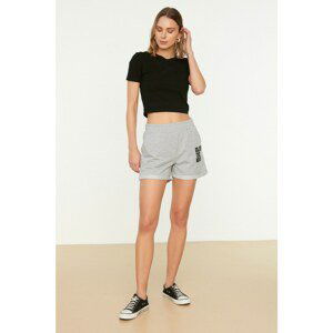 Trendyol Gray Printed Knitted Shorts & Bermuda