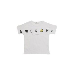 Trendyol White Printed Boy Knitted T-Shirt