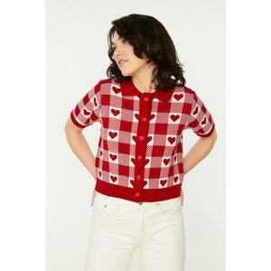 Trendyol Red Jacquard Knitwear Cardigan