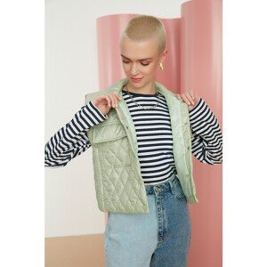 Trendyol Mint Snap Closure Crop Quilted Inflatable Vest