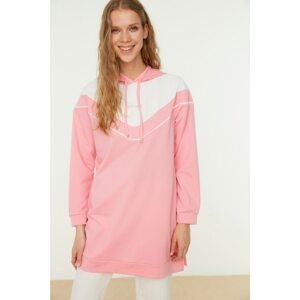 Trendyol Pink Hoodie Print Detailed Knitted Sweatshirt