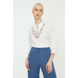 Trendyol Ecru Embroidery Detailed Woven Blouse
