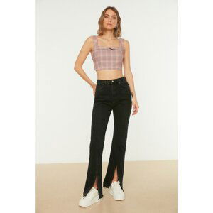 Trendyol Black Slit Stitch Detail High Waist Flare Jeans