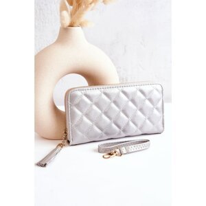 Large Fringed Quilted Wallet Silver Selley