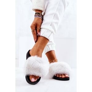 Slippers With Natural Fur White Naturis