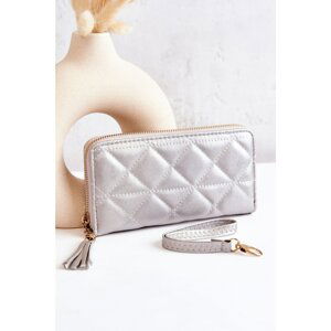 Large quilted wallet with stripe silver Jeffrey