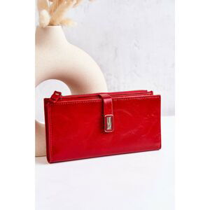 Large Leather Wallet With Magnet Red Nereva