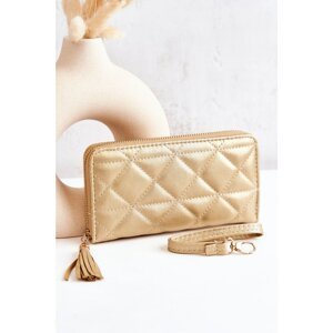 Large quilted wallet with a stripe of gold Jeffrey