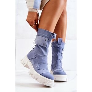 High Workers Booties On A Zipper Blue Nerisa
