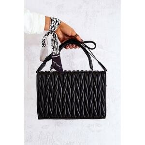 Quilted Letterman Handbag Black Roselyn