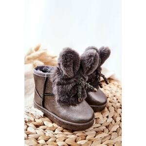 Children's Snow Boots Insulated With Fur With Ears Grey Bunny