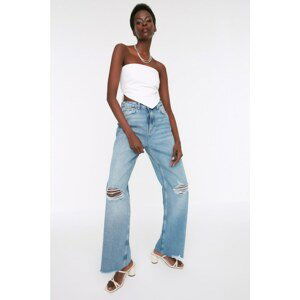 Trendyol Light Blue Ripped High Waist 90's Wide Leg Jeans