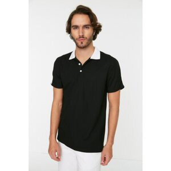 Trendyol Black Men Regular Fit Polo Collar Short Sleeved Polo Neck T-shirt