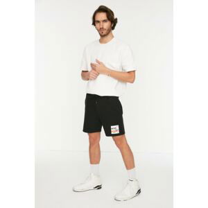 Trendyol Black Regular/Normal Cut Medium Size City Printed Shorts