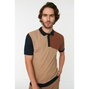 Trendyol Beige Men Regular Fit Polo Collar Short Sleeved Polo Neck T-shirt