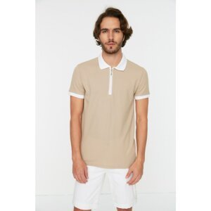 Trendyol Beige Men's Slim Fit Polo Collar Short Sleeved Polo Neck T-shirt