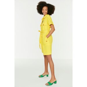 Trendyol Yellow Belted Shirt Dress