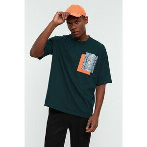 Trendyol Emerald Green Men's Oversize Short Sleeve Printed T-Shirt