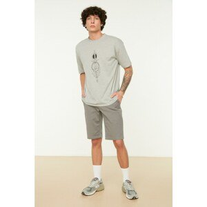 Trendyol Gray Men's Relaxed Fit Crew Neck Short Sleeve Printed T-Shirt
