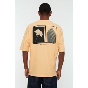 Trendyol Salmon Men's Oversize Fit Crew Neck Short Sleeve Printed T-Shirt