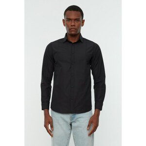 Trendyol Black Men's Super Slim Shirt Collar Basic Shirt with Handle