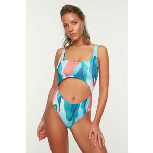 Trendyol Colorful Abstract Pattern Cut Out Detailed Petite Swimsuit