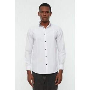 Trendyol White Men's Super Slim Shirt Collar Basic Shirt with Handle
