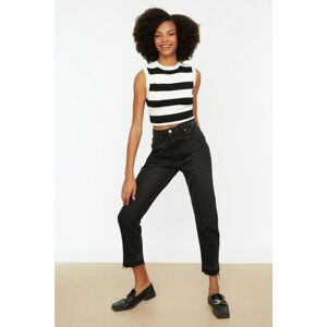 Trendyol Black High Waist Mom Jeans with Cutout Legs