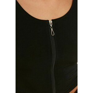 Trendyol Black Zipper Collar Flexible Crop Knitted Blouse