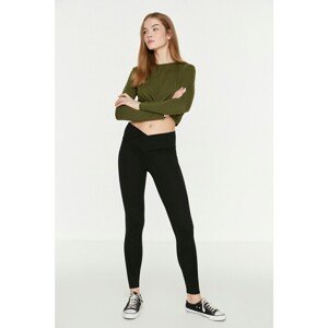 Trendyol Black Cross Waist Detailed Knitted Leggings