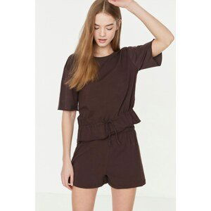 Trendyol Brown Waist Detailed Knitted Bottom-Top Set