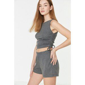 Trendyol Gray Ruffle Detailed Knitted Bottom-Top Set